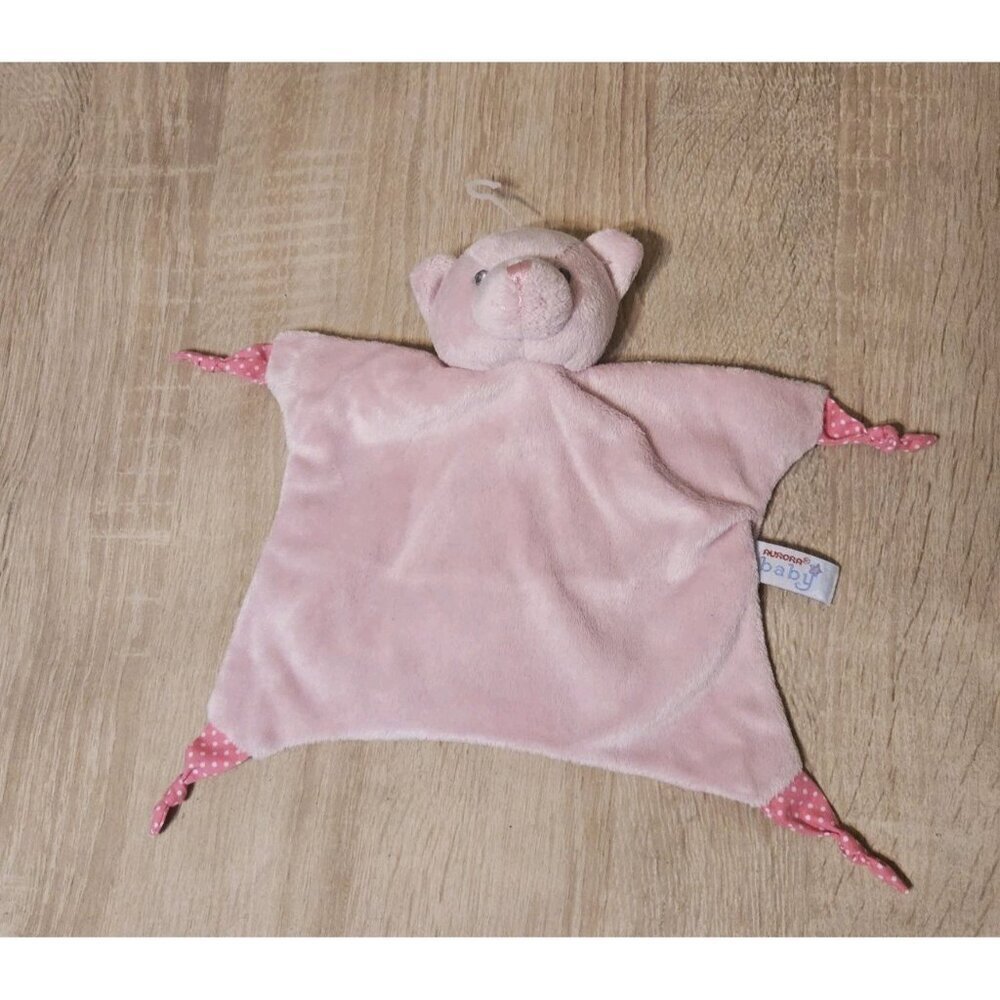 Aurora Baby Pink Bear Teether Lovey Hand Puppet